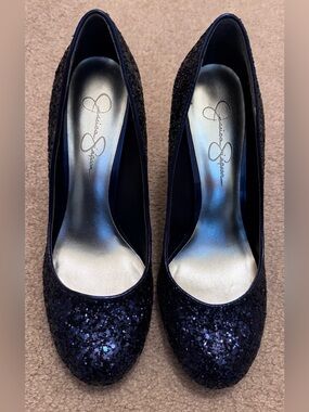 NEW Jessica Simpson Dark Navy Glitter Round-Toe Pumps - Size 8